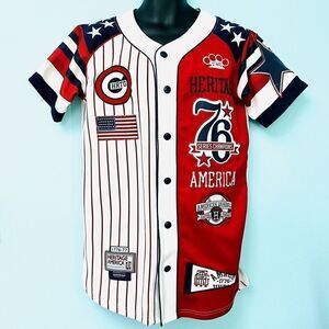 Vintage Denim Distillery Heritage by America Vandals Jersey Shirt Sz M 1776-77